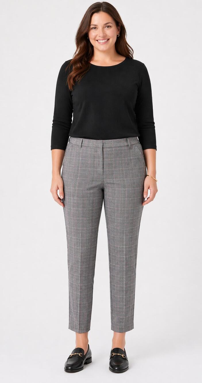 Talbots Plaid Straight Ankle Hampshire Trouser Dress Pant Black Pink Womens 16